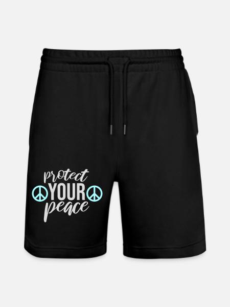 Protect Your Peace Mental Health Mindfulness - Stanley/Stella Trainer Unisex Organic Jogging Shorts - black