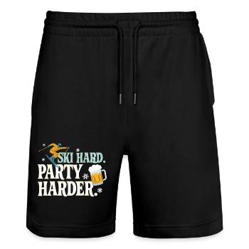 Fête Hard Ski Plus Hard Après Ski Spruch - Short de jogging bio TRAINER Stanley/Stella unisexe - noir - Devant - Nik (191cm) & Marisol (170cm)