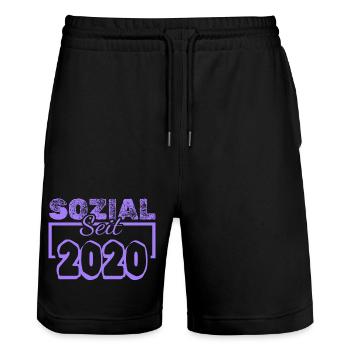 2020 - Stanley/Stella Trainer Unisex Organic Jogging Shorts - black - Front - Nik (191cm) & Marisol (170cm)