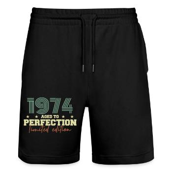 1974 - Stanley/Stella Trainer Unisex Organic Jogging Shorts - black - Front - Nik (191cm) & Marisol (170cm)