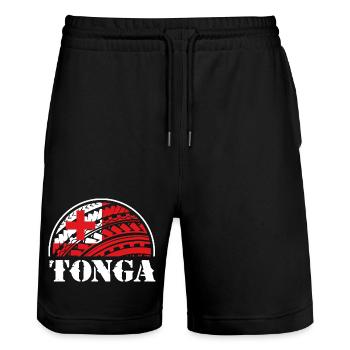 Tonga Tonga Tonga Rugby Tonga - Short de jogging bio TRAINER Stanley/Stella unisexe - noir - Devant - Nik (191cm) & Marisol (170cm)