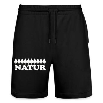 Nature - Stanley/Stella Trainer Unisex Organic Jogging Shorts - black - Front - Nik (191cm) & Marisol (170cm)