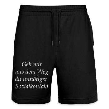 Get Out of My Way – Unnecessary Social Contact - Stanley/Stella Trainer Unisex Organic Jogging Shorts - black - Front - Nik (191cm) & Marisol (170cm)