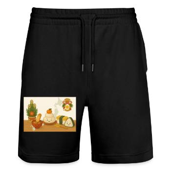 Japan - Stanley/Stella Unisex Bio Joggingshorts Trainer  - Schwarz - Vorne - Nik (191cm) & Marisol (170cm)