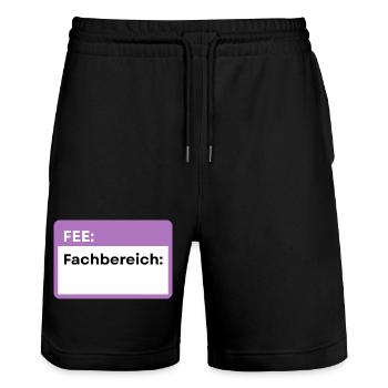 Department of Schild Lila - Stanley/Stella Trainer Unisex Organic Jogging Shorts - black - Front - Nik (191cm) & Marisol (170cm)