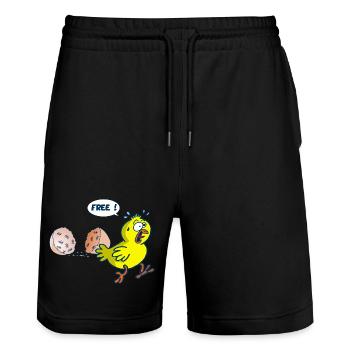 La libération du poussin - Short de jogging bio TRAINER Stanley/Stella unisexe - noir - Devant - Nik (191cm) & Marisol (170cm)