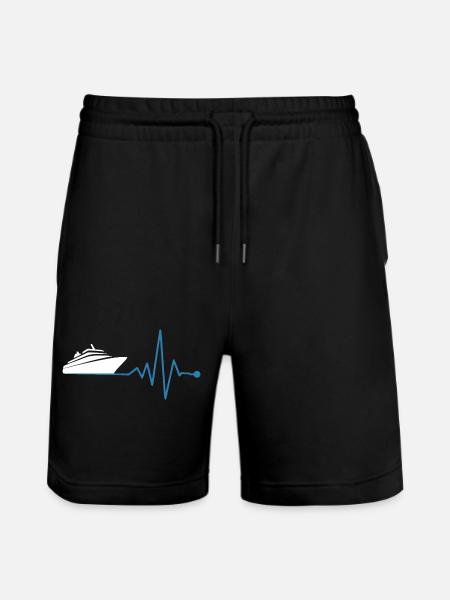 Yacht and heartbeat - Stanley/Stella Trainer Unisex Organic Jogging Shorts - black