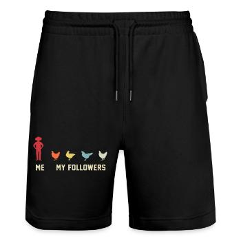 Je veux dire des poulets suiveurs - Short de jogging bio TRAINER Stanley/Stella unisexe - noir - Devant - Nik (191cm) & Marisol (170cm)