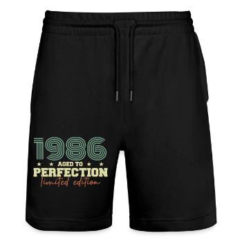 1986 - Stanley/Stella Trainer Unisex Organic Jogging Shorts - black - Front - Nik (191cm) & Marisol (170cm)