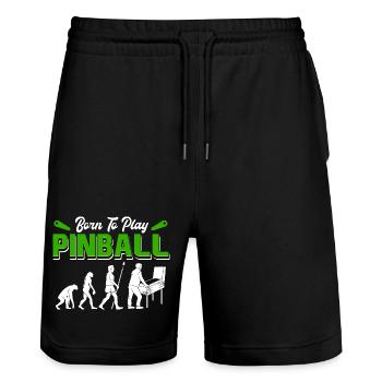 Born to Play Pinball Retro Evolution Arcade Design - Stanley/Stella Trainer Unisex Organic Jogging Shorts - black - Front - Nik (191cm) & Marisol (170cm)