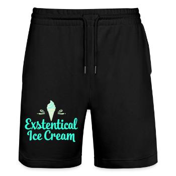 Existenzielle Eiscreme Lustiger Spruch Eis Waffel - Stanley/Stella Trainer Unisex Organic Jogging Shorts - black - Front - Nik (191cm) & Marisol (170cm)