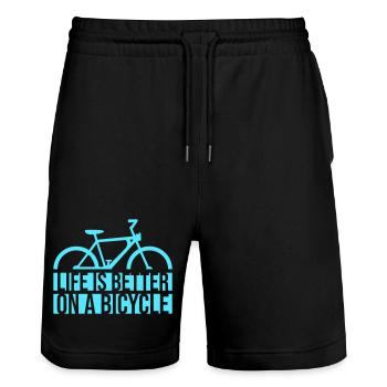 La vie est meilleure à vélo. Cyclisme Sport - Short de jogging bio TRAINER Stanley/Stella unisexe - noir - Devant - Nik (191cm) & Marisol (170cm)