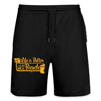La vie est meilleure à vélo. Cyclisme Sport - Short de jogging bio TRAINER Stanley/Stella unisexe - noir - Devant - Nik (191cm) & Marisol (170cm)