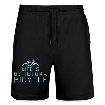 La vie est meilleure à vélo. Cyclisme Sport - Short de jogging bio TRAINER Stanley/Stella unisexe - noir - Devant - Nik (191cm) & Marisol (170cm)