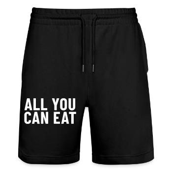 All You Can Eat - Stanley/Stella Unisex Bio Joggingshorts Trainer  - Schwarz - Vorne - Nik (191cm) & Marisol (170cm)