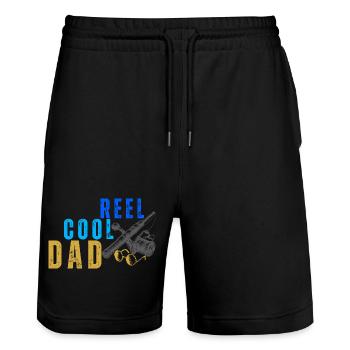 Lustiges Angeln Vatertagsrolle Cooles Papa Geschenk-Tee - Stanley/Stella Unisex Bio Joggingshorts Trainer  - Schwarz - Vorne - Nik (191cm) & Marisol (170cm)