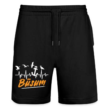 Nordsee Urlaub BÜSUM Wattenmeer Lustiges - Stanley/Stella Unisex Bio Joggingshorts Trainer  - Schwarz - Vorne - Nik (191cm) & Marisol (170cm)