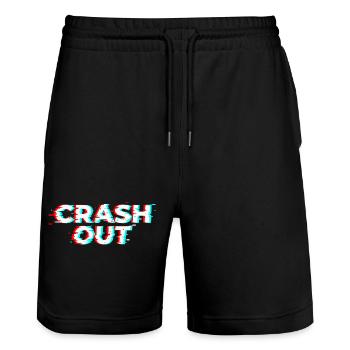 Crash Out – Glitch-Stil weiß-rot-cyan - Stanley/Stella Unisex Bio Joggingshorts Trainer  - Schwarz - Vorne - Nik (191cm) & Marisol (170cm)