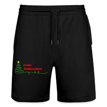Frohe Weihnachten - Minimalistisch - Stanley/Stella Unisex Bio Joggingshorts Trainer  - Schwarz - Vorne - Nik (191cm) & Marisol (170cm)