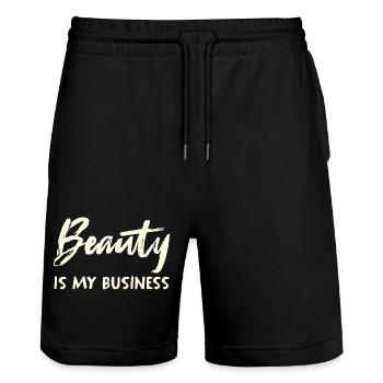 Beauty Is My Business - Stanley/Stella Trainer Unisex Organic Jogging Shorts - black - Front - Nik (191cm) & Marisol (170cm)