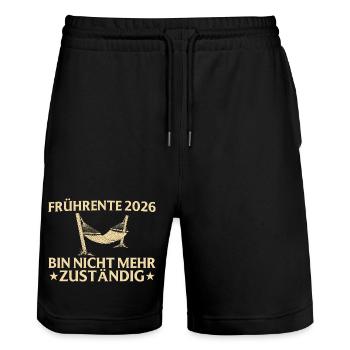 Early Retirement 2026 Deck Chair - No longer responsible - Stanley/Stella Trainer Unisex Organic Jogging Shorts - black - Front - Nik (191cm) & Marisol (170cm)