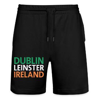 Dublin – Ireland Textdesign - Stanley/Stella Trainer Unisex Organic Jogging Shorts - black - Front - Nik (191cm) & Marisol (170cm)