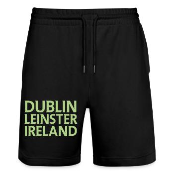 Dublin – Irland Textdesign - Stanley/Stella Unisex Bio Joggingshorts Trainer  - Schwarz - Vorne - Nik (191cm) & Marisol (170cm)