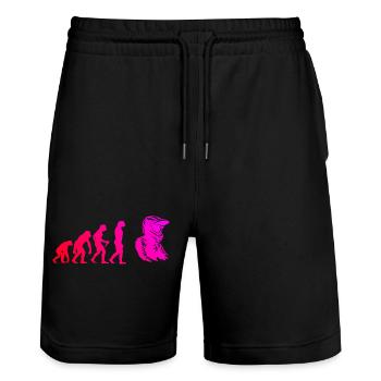 Klare Motocross Botschaft - Stanley/Stella Unisex Bio Joggingshorts Trainer  - Schwarz - Vorne - Nik (191cm) & Marisol (170cm)