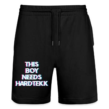 Hardtekk Tekk - Stanley/Stella Unisex Bio Joggingshorts Trainer  - Schwarz - Vorne - Nik (191cm) & Marisol (170cm)
