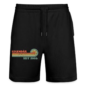 20. Geburtstag - Legendär seit 2006 - Stanley/Stella Unisex Bio Joggingshorts Trainer  - Schwarz - Vorne - Nik (191cm) & Marisol (170cm)