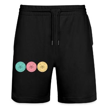 Drei herzliche Wünsche - Stanley/Stella Unisex Bio Joggingshorts Trainer  - Schwarz - Vorne - Nik (191cm) & Marisol (170cm)