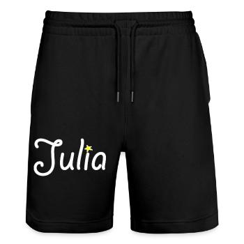 Julia - Short de jogging bio TRAINER Stanley/Stella unisexe - noir - Devant - Nik (191cm) & Marisol (170cm)