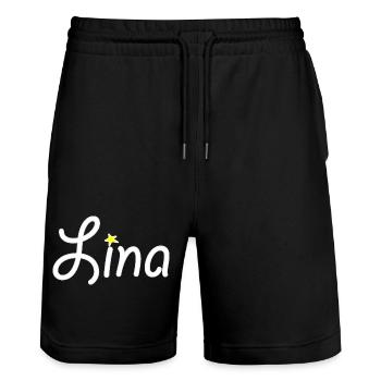 Lina - Short de jogging bio TRAINER Stanley/Stella unisexe - noir - Devant - Nik (191cm) & Marisol (170cm)
