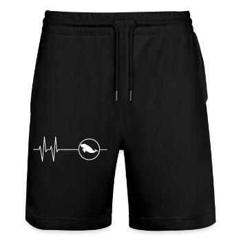 Dugong Mamatee Herzschlag - Stanley/Stella Unisex Bio Joggingshorts Trainer  - Schwarz - Vorne - Nik (191cm) & Marisol (170cm)