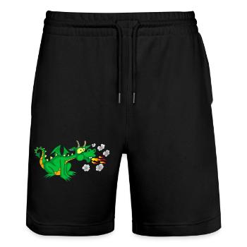 Le gentil dragon - Short de jogging bio TRAINER Stanley/Stella unisexe - noir - Devant - Nik (191cm) & Marisol (170cm)