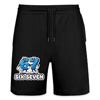 67 Meme Shirt – Six Seven Memes - Stanley/Stella Trainer Unisex Organic Jogging Shorts - black - Front - Nik (191cm) & Marisol (170cm)