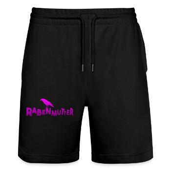 Rabenmutter - Mutter - Mama - Mami - Rabe - Stanley/Stella Unisex Bio Joggingshorts Trainer  - Schwarz - Vorne - Nik (191cm) & Marisol (170cm)