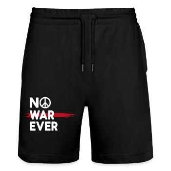 No War Ever Frieden Peace Zeichen - Stanley/Stella Unisex Bio Joggingshorts Trainer  - Schwarz - Vorne - Nik (191cm) & Marisol (170cm)