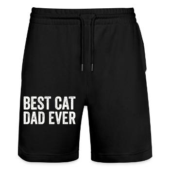 Tochter Katzenliebhaber lustiger Vater Papa - Stanley/Stella Unisex Bio Joggingshorts Trainer  - Schwarz - Vorne - Nik (191cm) & Marisol (170cm)