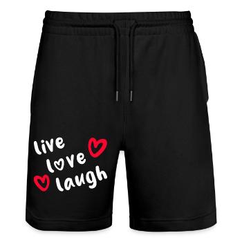 LIVE LOVE LAUGH - Ondes positives - Short de jogging bio TRAINER Stanley/Stella unisexe - noir - Devant - Nik (191cm) & Marisol (170cm)