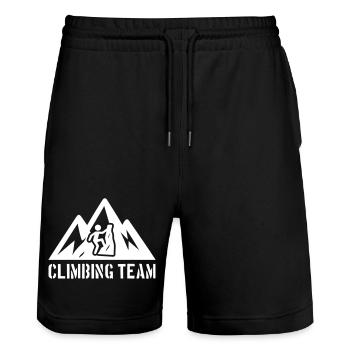 Klettern Team Berge Bergsteigen - Stanley/Stella Unisex Bio Joggingshorts Trainer  - Schwarz - Vorne - Nik (191cm) & Marisol (170cm)