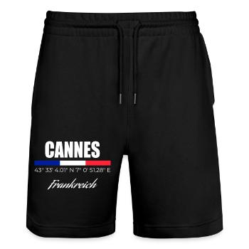 Cannes - Short de jogging bio TRAINER Stanley/Stella unisexe - noir - Devant - Nik (191cm) & Marisol (170cm)