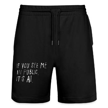 If You See Me In Public It's AI Minimal - Stanley/Stella Trainer Unisex Organic Jogging Shorts - black - Front - Nik (191cm) & Marisol (170cm)