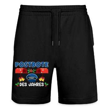 Christmas holidays POSTMAN OF THE YEAR Funny - Stanley/Stella Trainer Unisex Organic Jogging Shorts - black - Front - Nik (191cm) & Marisol (170cm)