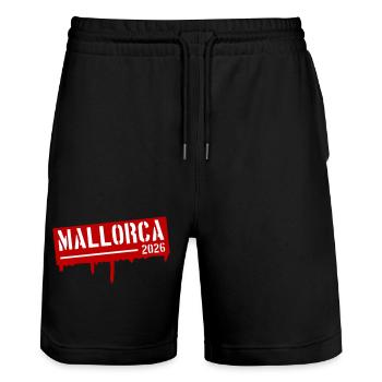 Majorque 2026 - Short de jogging bio TRAINER Stanley/Stella unisexe - noir - Devant - Nik (191cm) & Marisol (170cm)