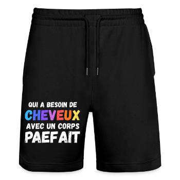 Man Humour Bald Gift Man Humour Joke Baldness - Stanley/Stella Trainer Unisex Organic Jogging Shorts - black - Front - Nik (191cm) & Marisol (170cm)