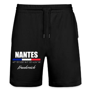 Nantes - Stanley/Stella Unisex Bio Joggingshorts Trainer  - Schwarz - Vorne - Nik (191cm) & Marisol (170cm)