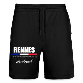 Rennes - Stanley/Stella Unisex Bio Joggingshorts Trainer  - Schwarz - Vorne - Nik (191cm) & Marisol (170cm)