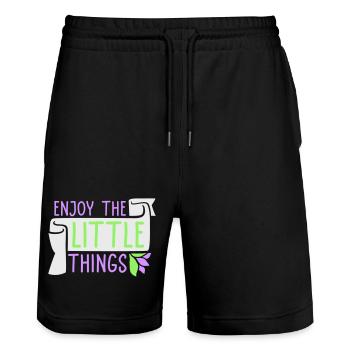 Enjoy The Little Things Dankbarkeit Achtsamkeit - Stanley/Stella Unisex Bio Joggingshorts Trainer  - Schwarz - Vorne - Nik (191cm) & Marisol (170cm)