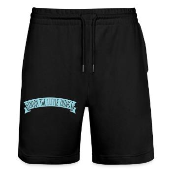 Enjoy The Little Things Dankbarkeit Achtsamkeit - Stanley/Stella Unisex Bio Joggingshorts Trainer  - Schwarz - Vorne - Nik (191cm) & Marisol (170cm)